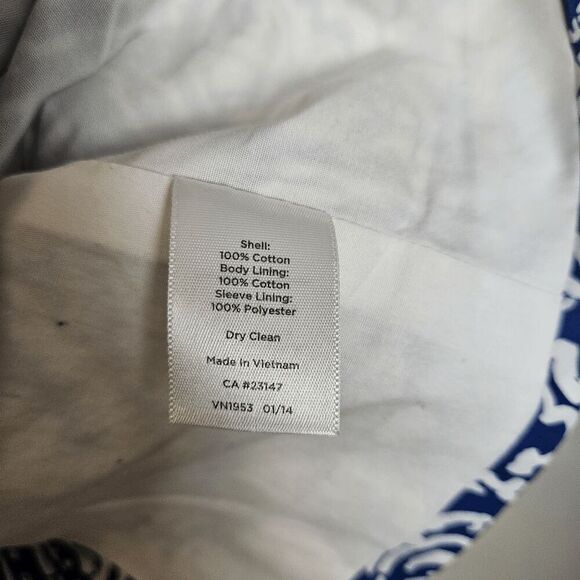 TALBOTS  Size 8 White Blue Paisley Batik Print Lightweight Summer Blazer Jacket - Picture 4 of 4